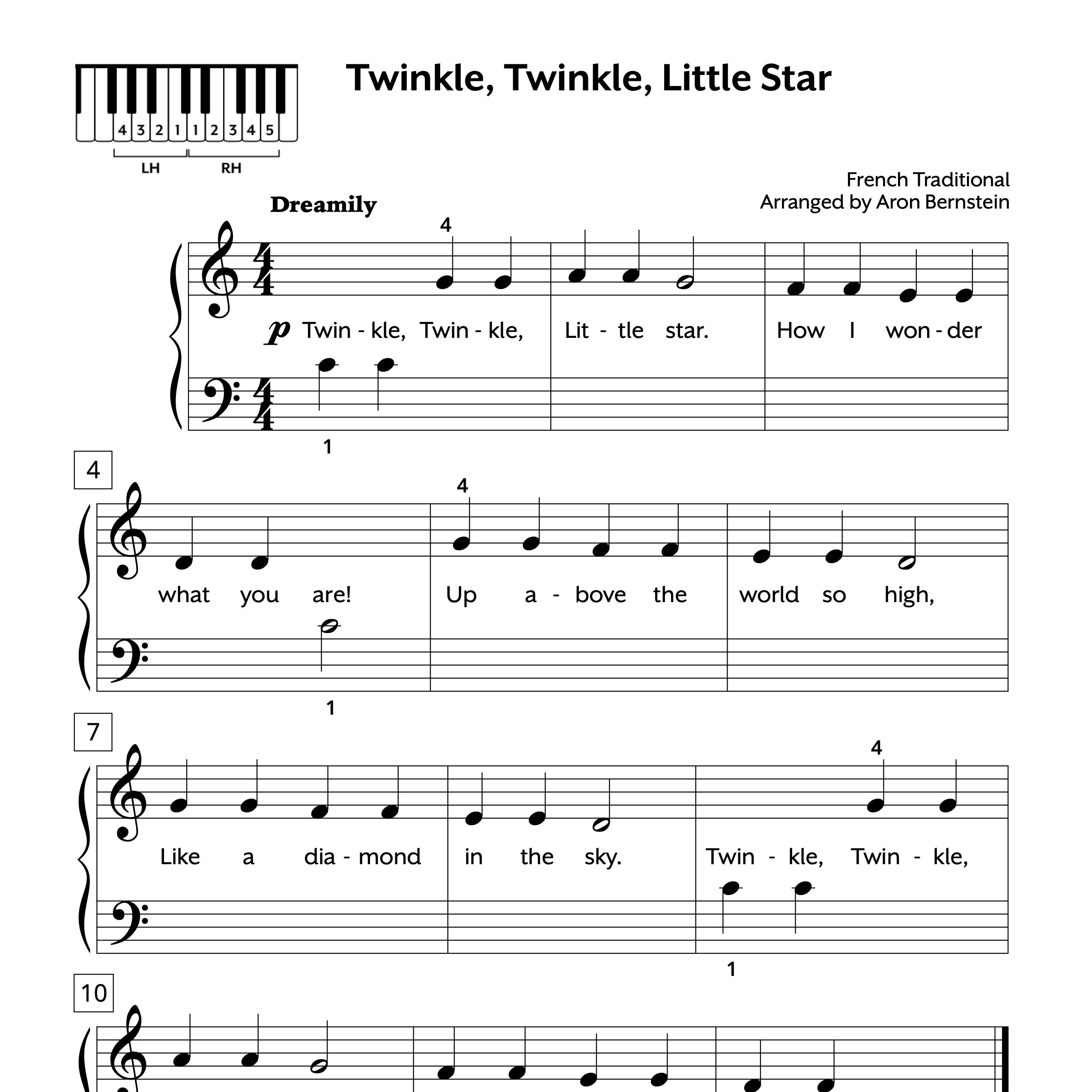 Twinkle Twinkle Little Star Easy Piano Sheet Music Hoffman Academy Twinkle twinkle little star easy piano sheet music hoffman academy